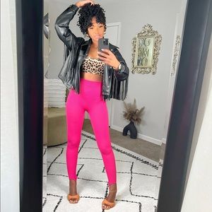 Faux leather fringe jacket